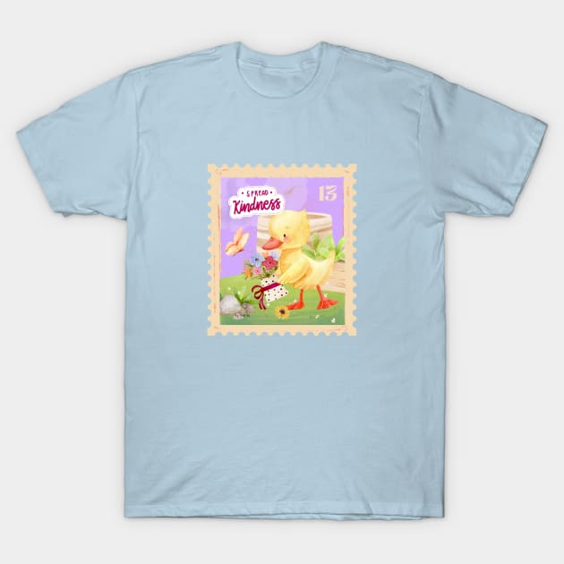 Cute Duck Showing Kindness With Nature T-Shirt by Natifa